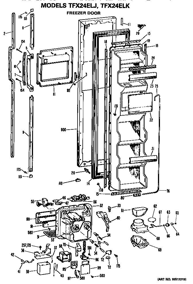 GE TFX24ELJ freezer door diagram