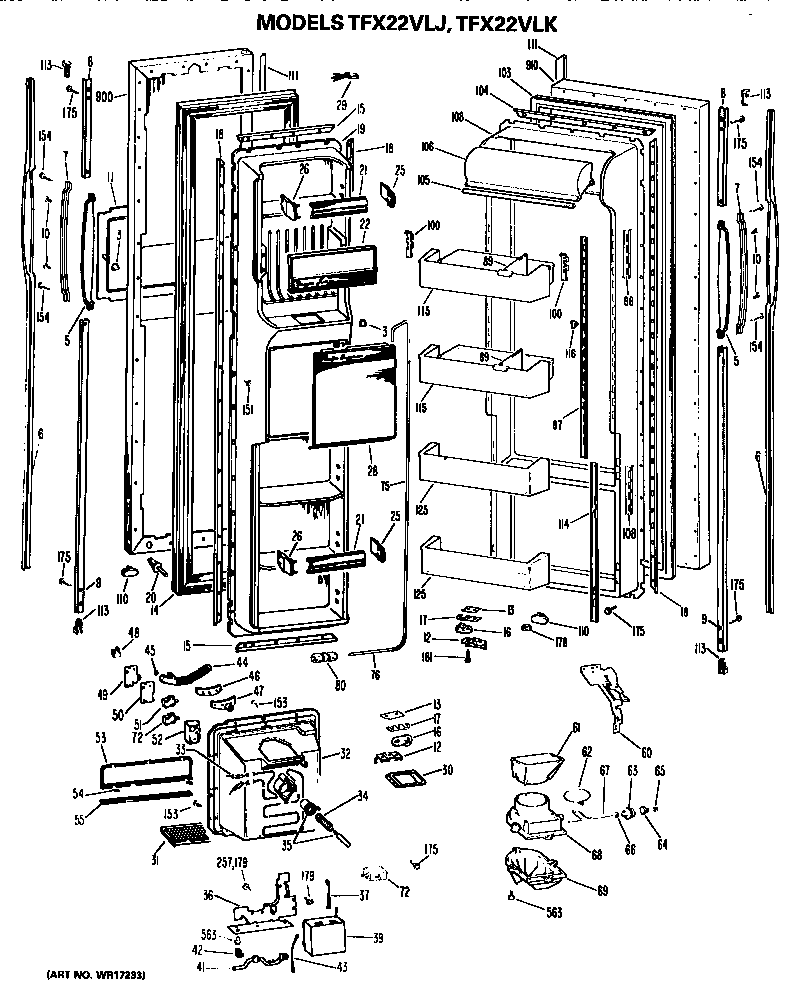 GE TFX22VLJ doors diagram