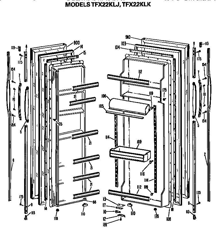 GE TFX22KLK doors diagram