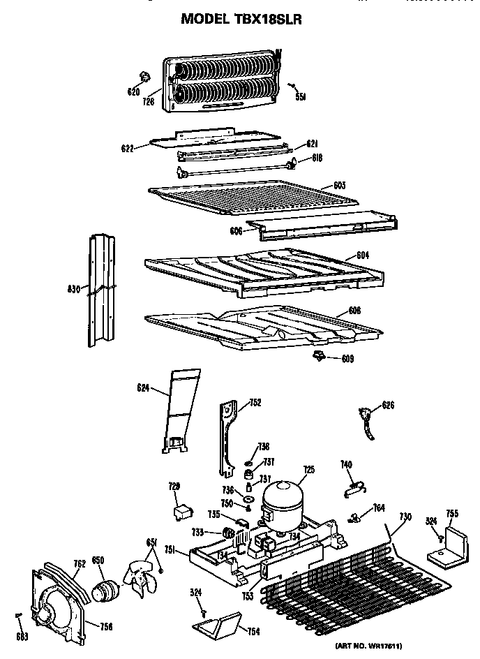 GE TBX18SLRLAD unit diagram