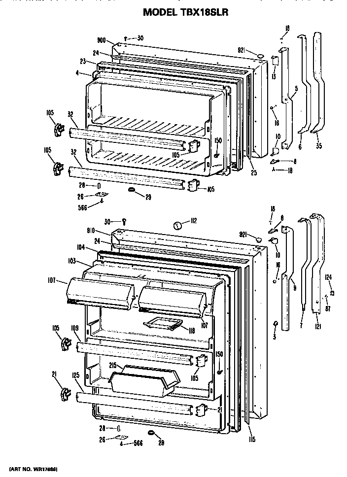 GE TBX18SLRLAD doors diagram