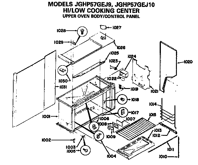 GE JGHP57GEJ9 upper oven body/control panel diagram