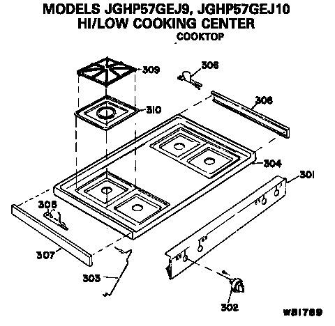 GE JGHP57GEJ9 cooktop diagram