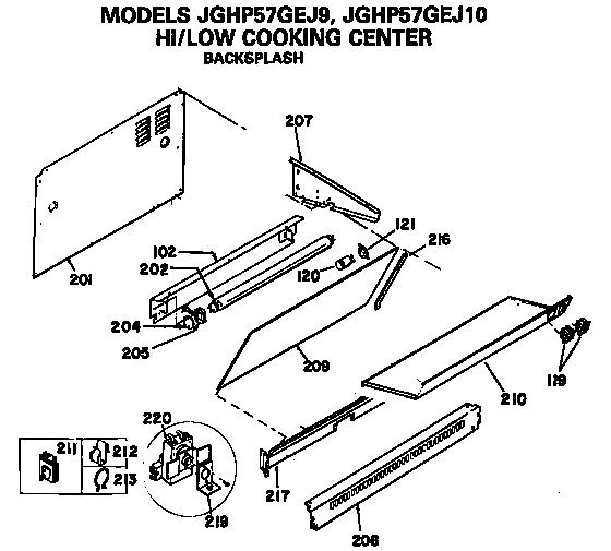 GE JGHP57GEJ9 backsplash diagram