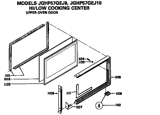 GE JGHP57GEJ9 upper oven door diagram
