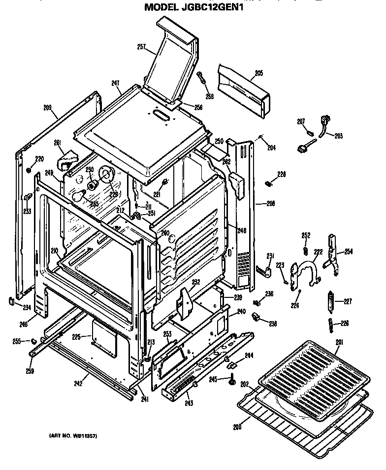 GE JGBC12GEN1 oven cabinet diagram