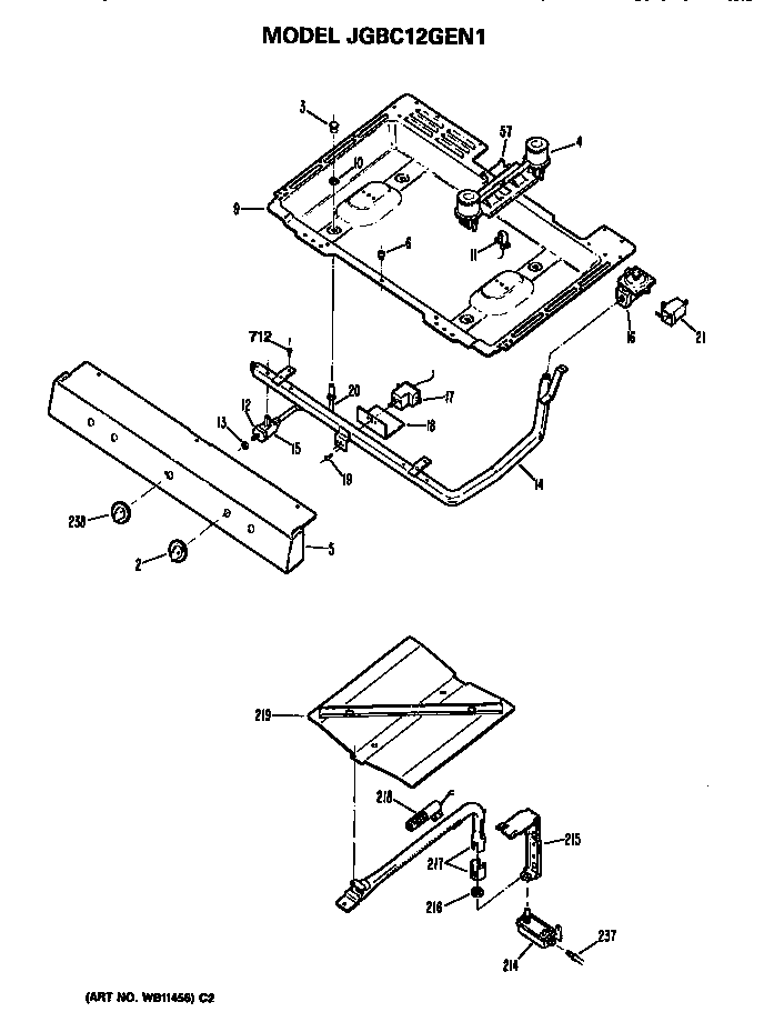 GE JGBC12GEN1 burner assembly diagram