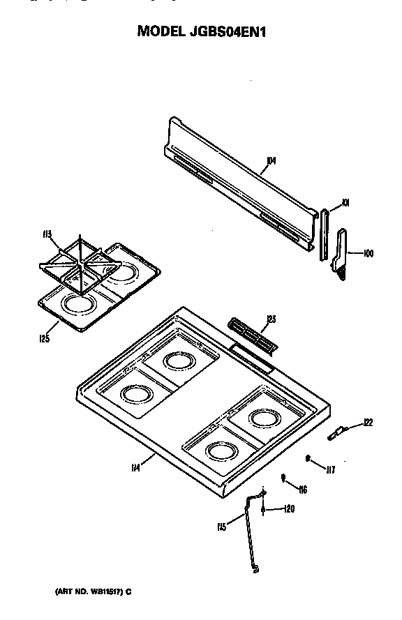 GE JGBS04EN1 cooktop diagram