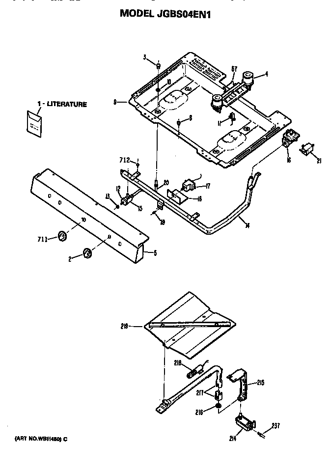 GE JGBS04EN1 burner assembly diagram