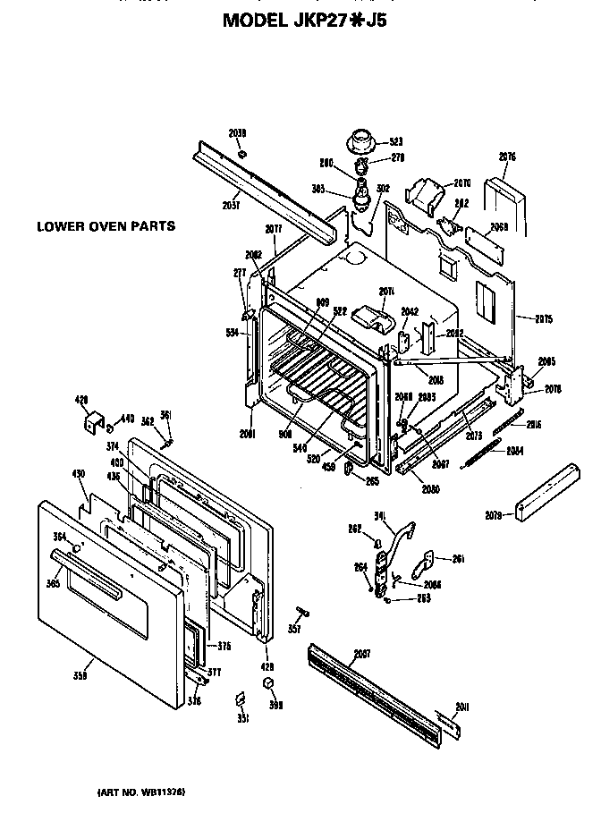 GE JKP27J5 lower oven diagram