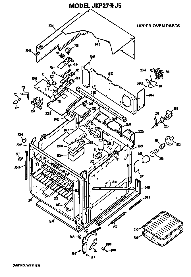 GE JKP27J5 upper oven diagram