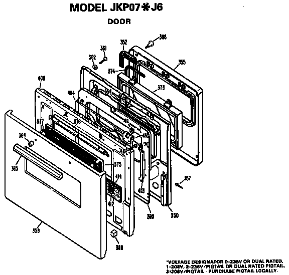 GE JKP07J6 door diagram