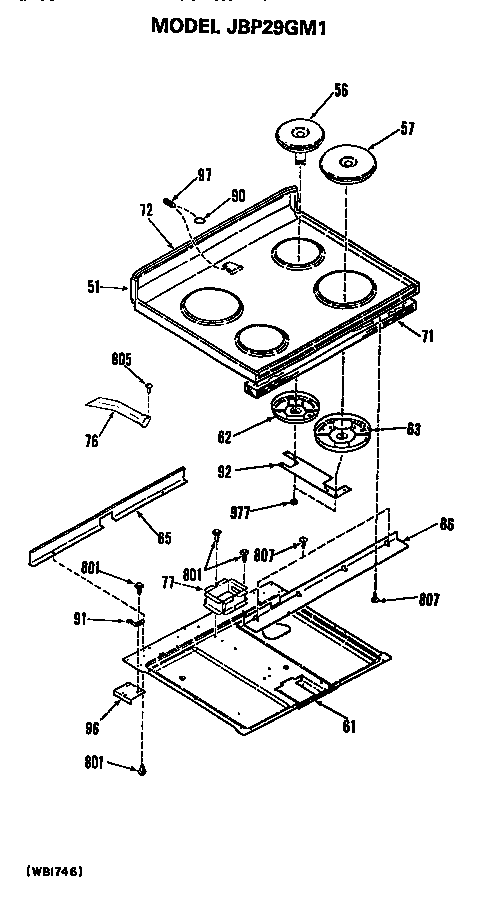 GE JBP29GM1 cooktop diagram