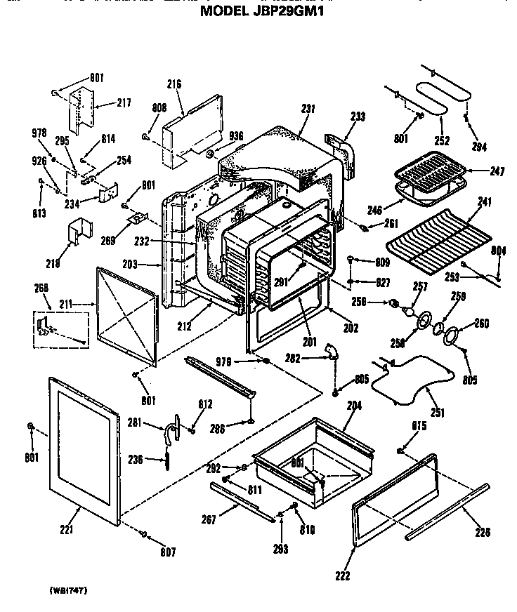 GE JBP29GM1 main body diagram