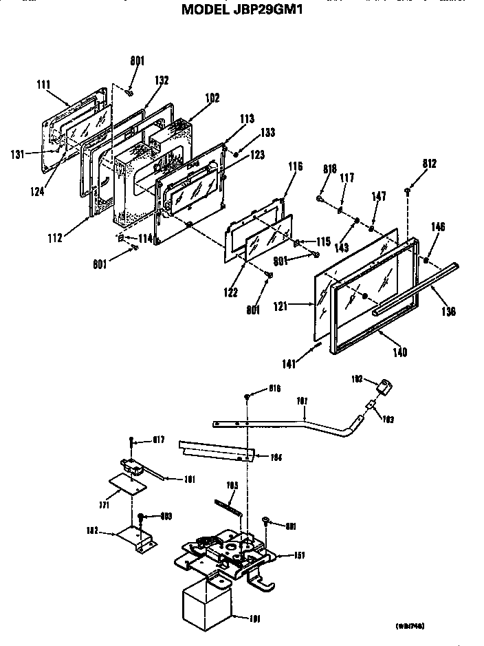 GE JBP29GM1 door/latch diagram