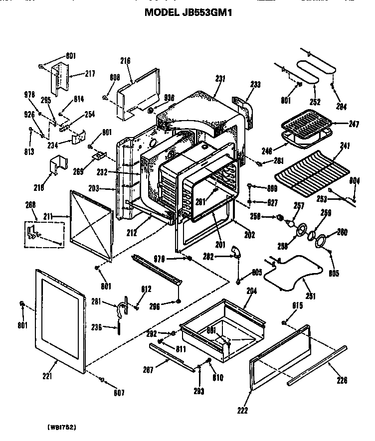 GE JB553GM1 main body diagram