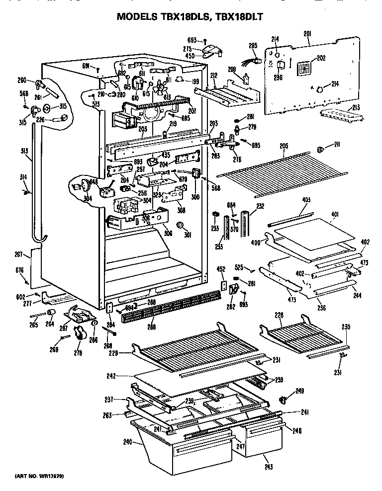 GE TBX18DLSRWH cabinet diagram
