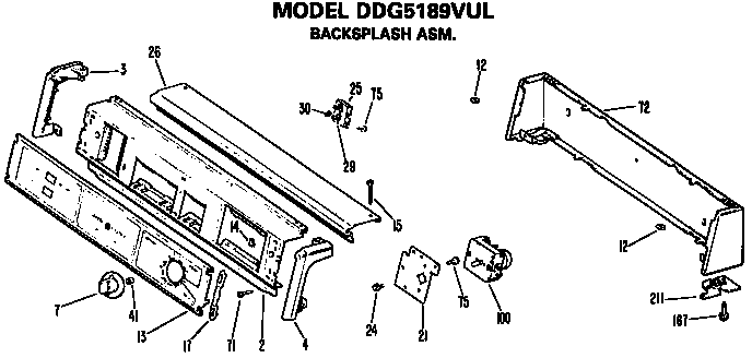 GE DDG7986LBL backsplash for ddg5189vul diagram