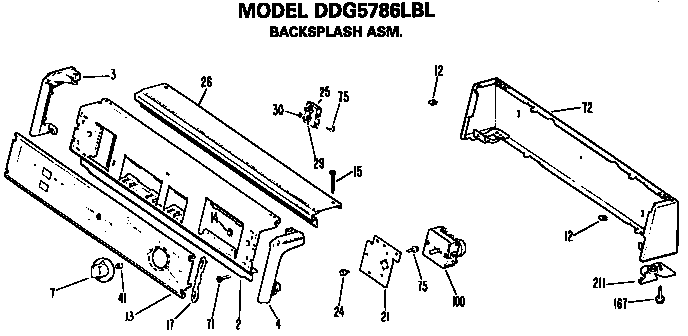 GE DDG7986LBL backsplash for ddg5786lbl diagram