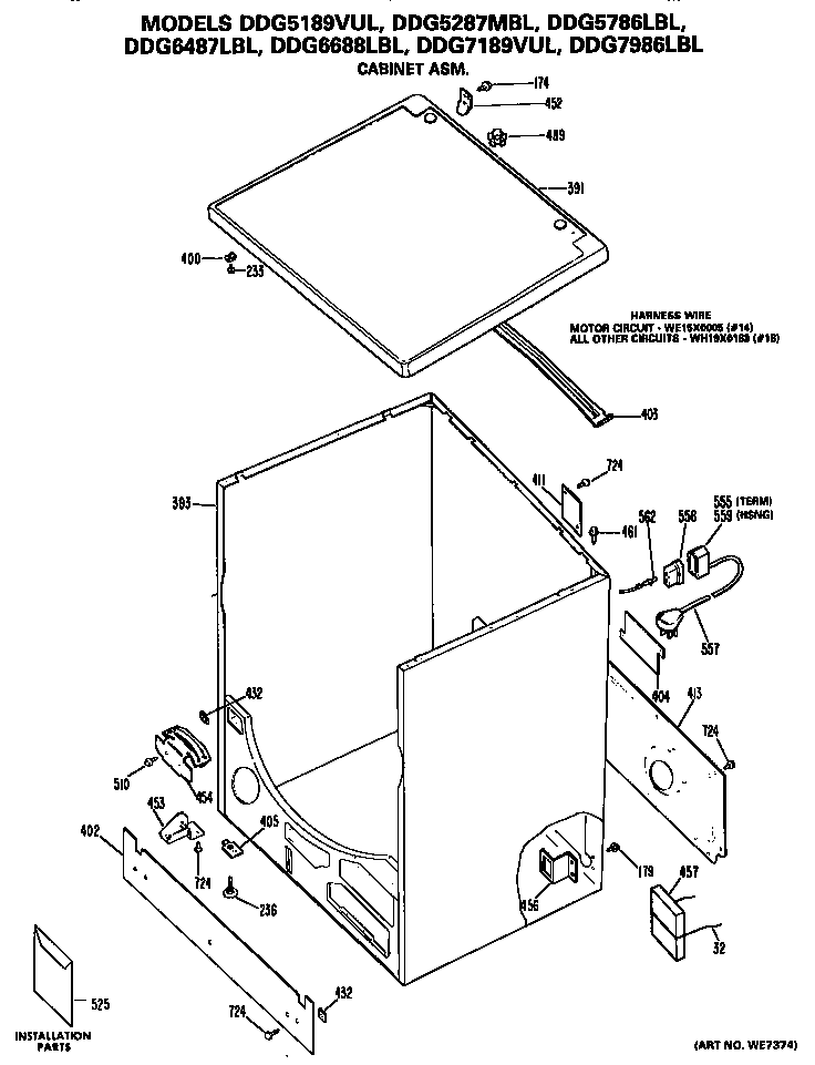 GE DDG7986LBL cabinet diagram
