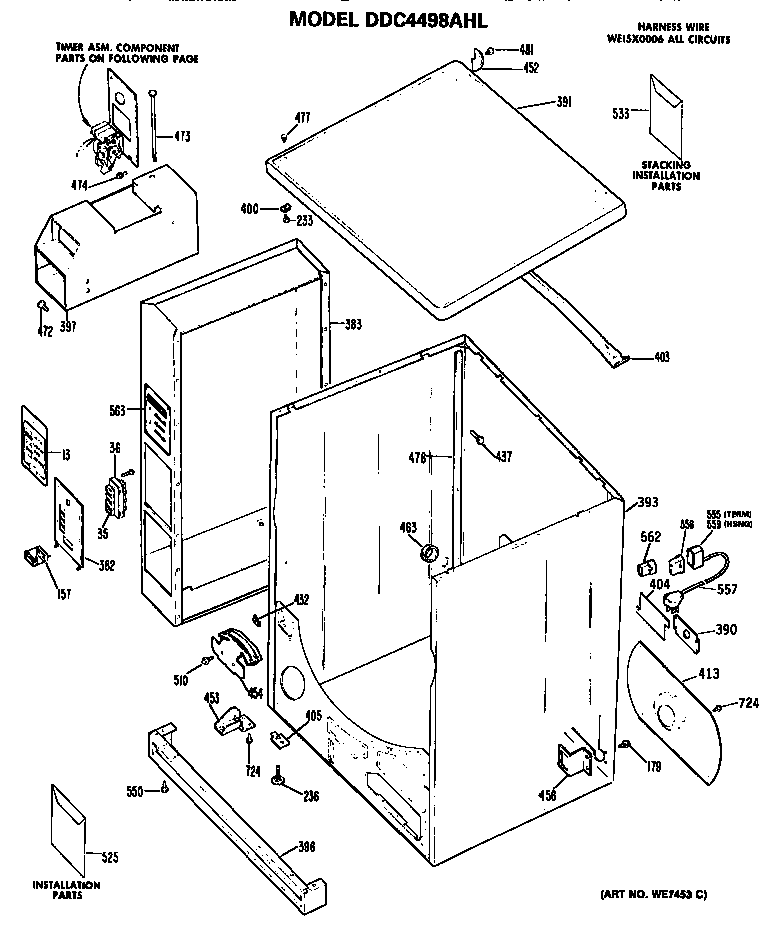 GE DDC4498AHL cabinet diagram