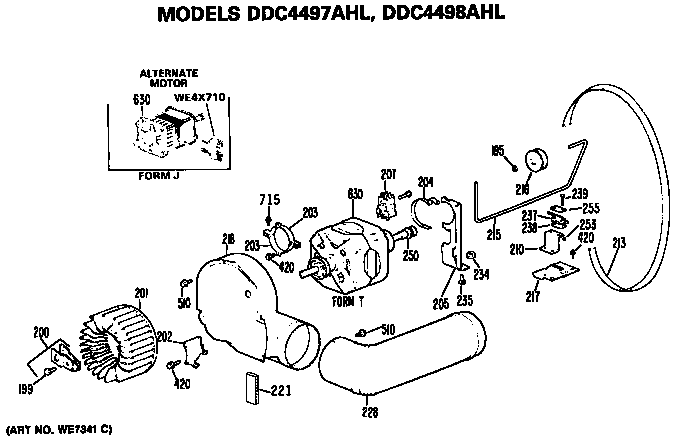 GE DDC4498AHL blower and drive diagram