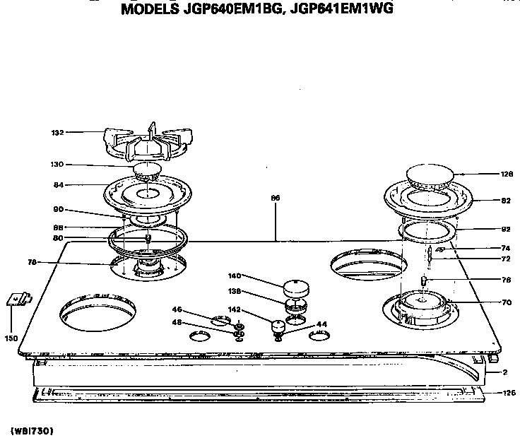 GE JGP641EM1WG cooktop diagram