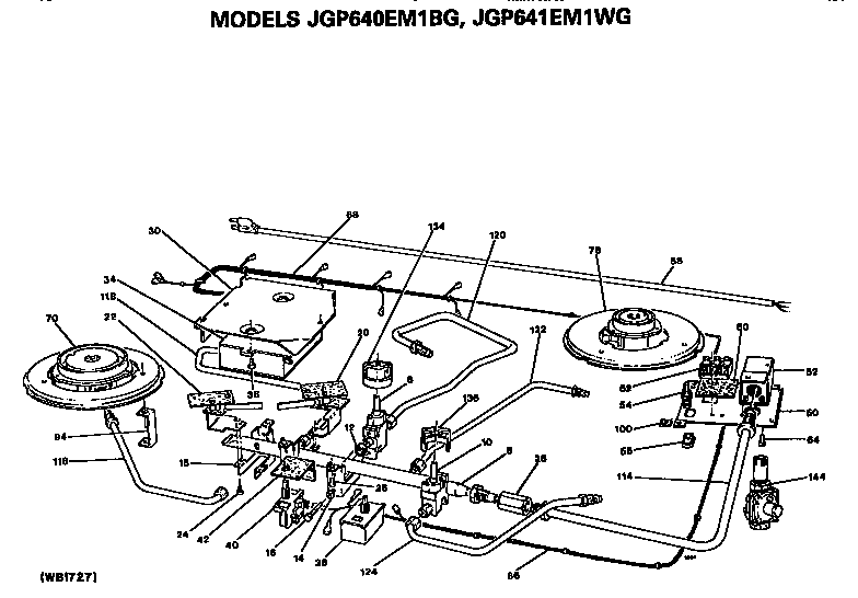 GE JGP641EM1WG burner assembly diagram