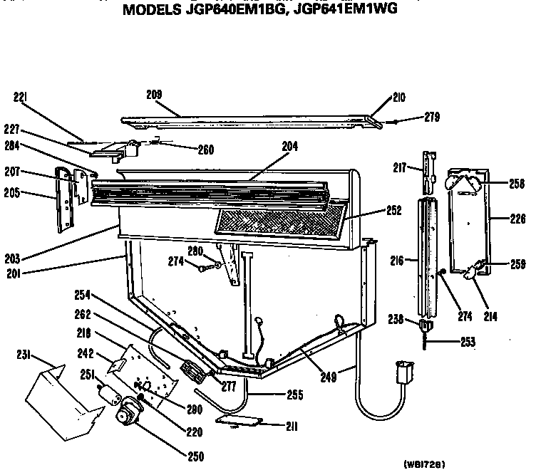 GE JGP641EM1WG grille assembly diagram