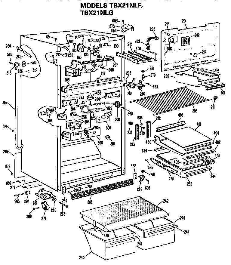 GE TBX21NLGRAD cabinet diagram