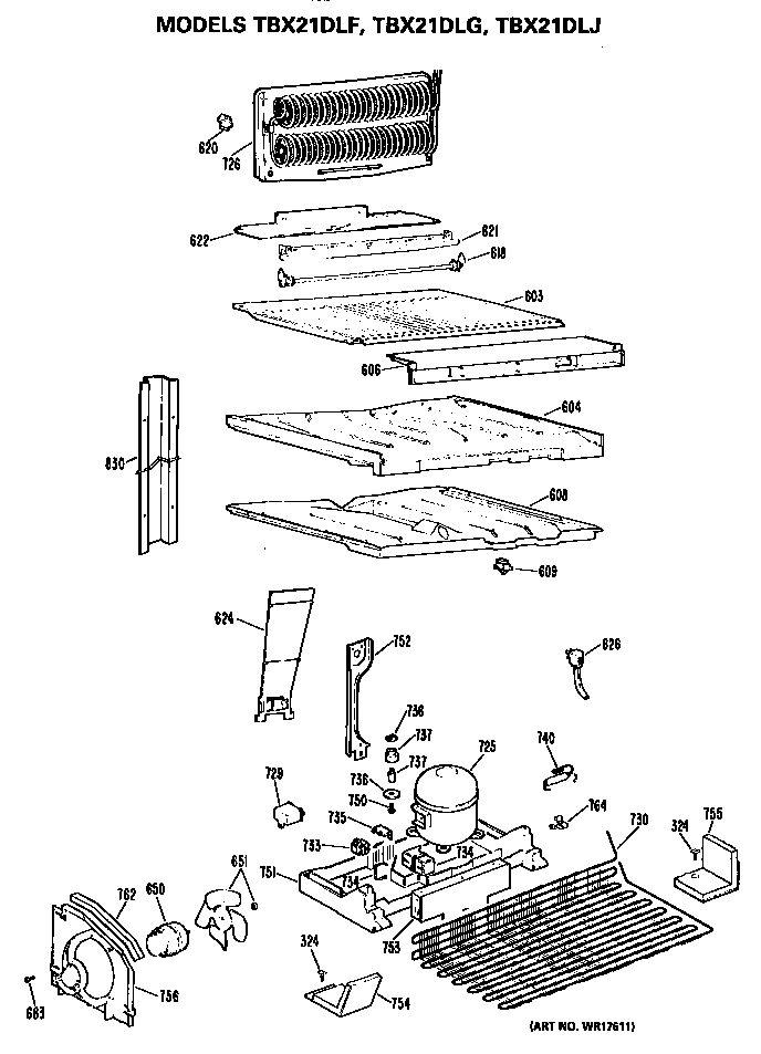 GE TBX21DLFRWH unit diagram