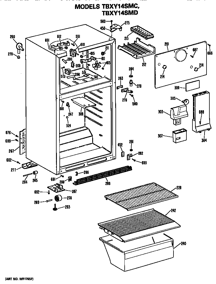 GE TBXY14SMDLWH cabinet diagram