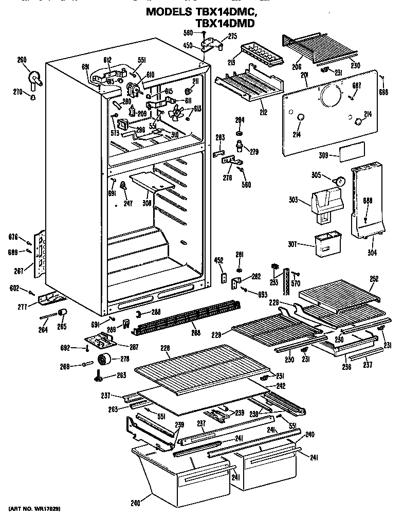 GE TBX14DMCRHA cabinet diagram