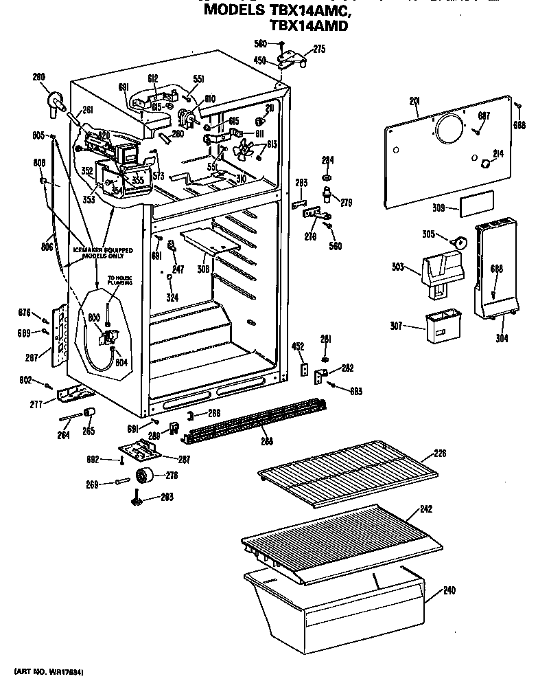 GE TBX14AMDLAD cabinet diagram