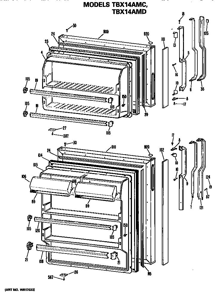 GE TBX14AMDLAD doors diagram