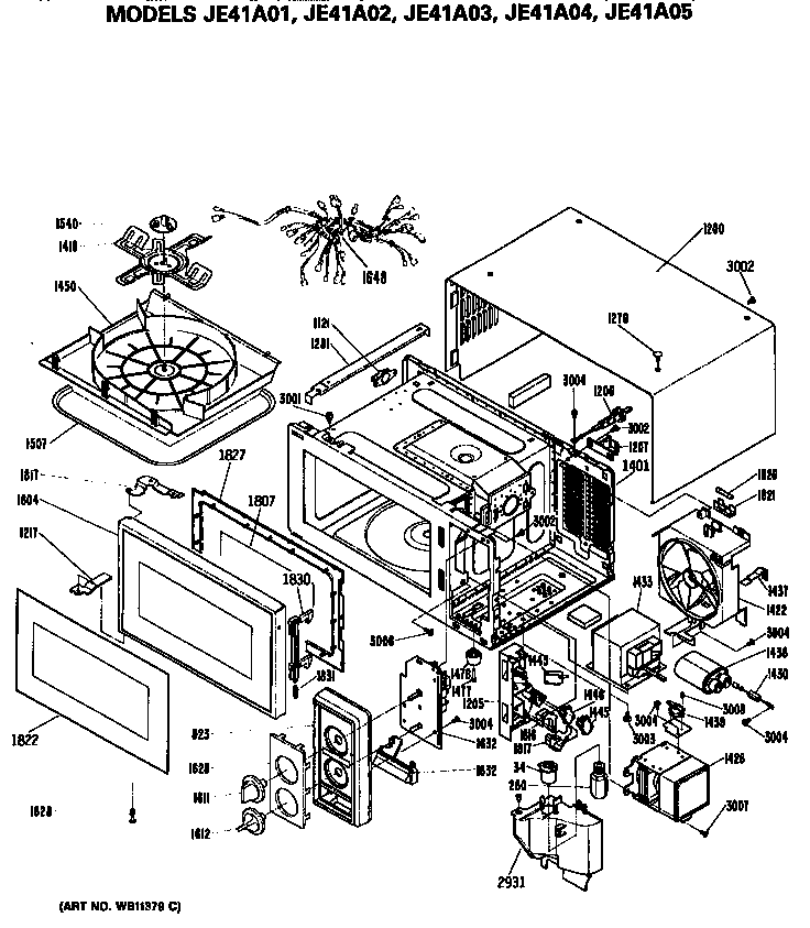 GE JE41A02 microwave parts diagram