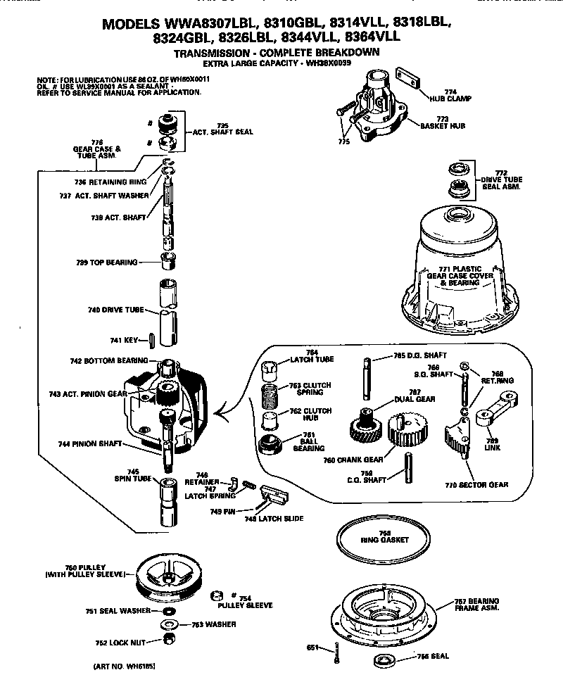 GE WWA8344VLL transmission diagram
