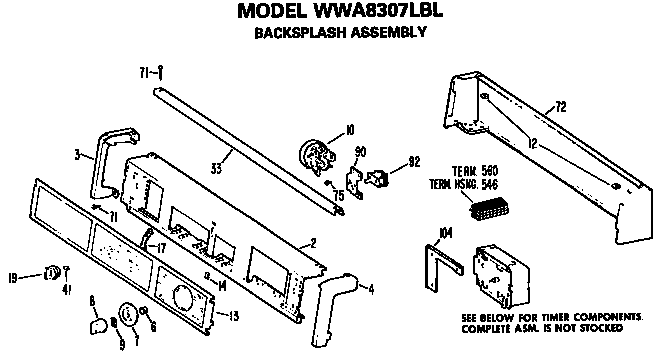 GE WWA8344VLL backsplash for wwa8307lbl diagram