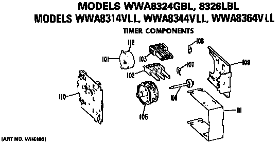 GE WWA8344VLL timer for wwa8324, 8326, 8314, 8344 and 8364vll diagram