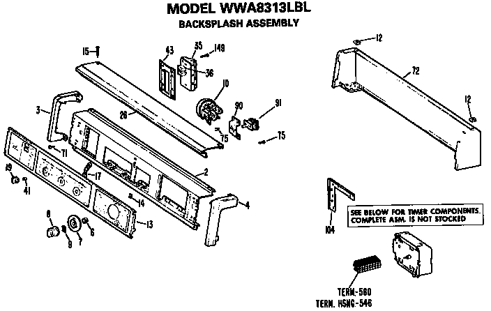 GE WWA8344VLL backsplash for wwa88313lbl diagram