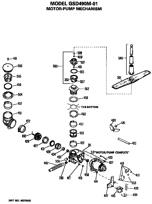 GE GSD490M-01 motor/pump diagram