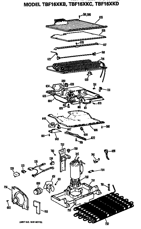 GE TBF16XKDL unit diagram