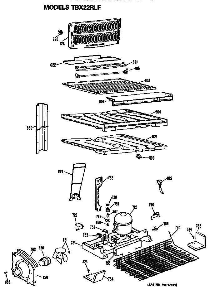 GE TBX22RLFRWH unit diagram