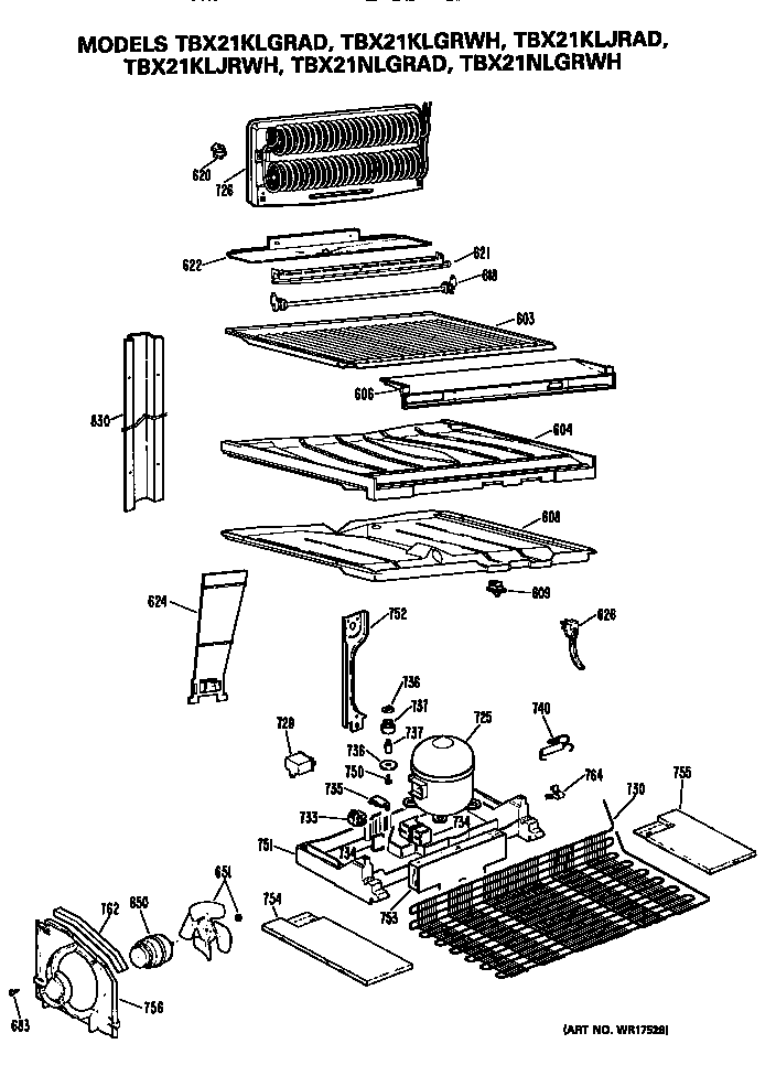 GE TBX21KLGRWH unit diagram