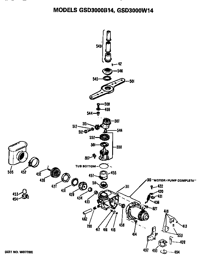 GE GSD3000B14 motor/pump diagram