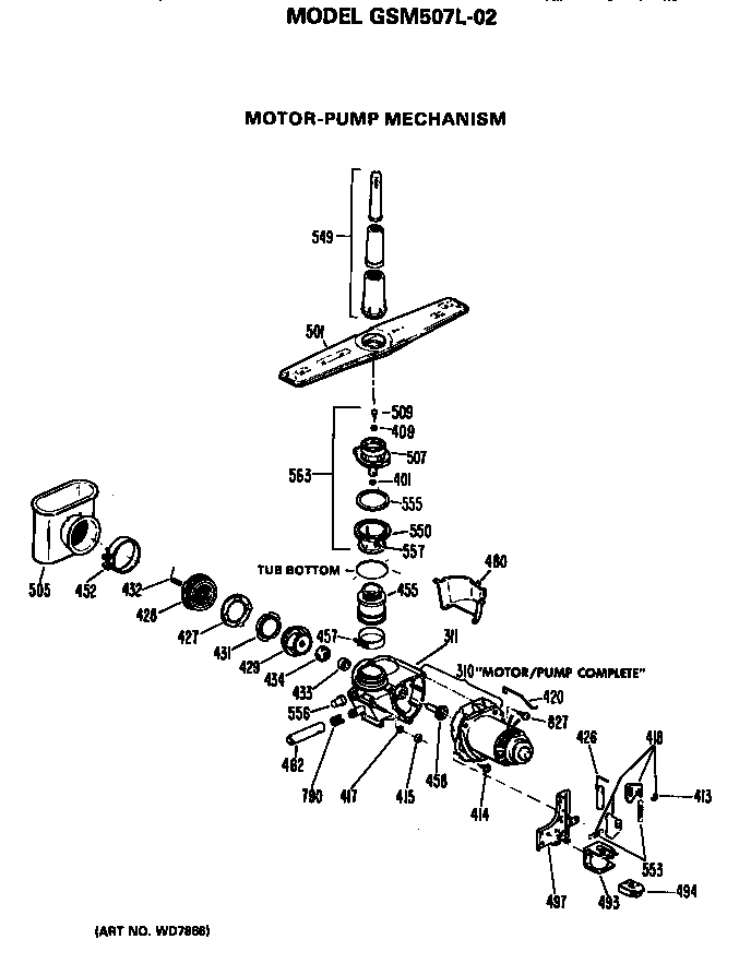 GE GSM507L-02 motor/pump diagram