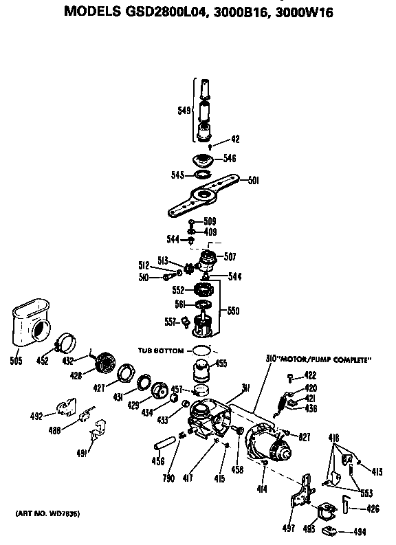 GE GSD2800L04 motor/pump diagram