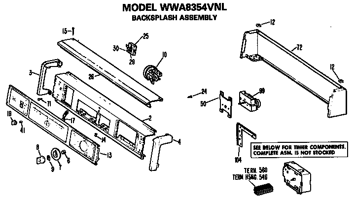 GE WWA8500GCL backsplash for wwa8354vnl diagram