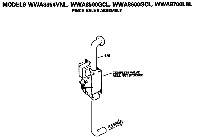 GE WWA8500GCL pinch valve assembly diagram