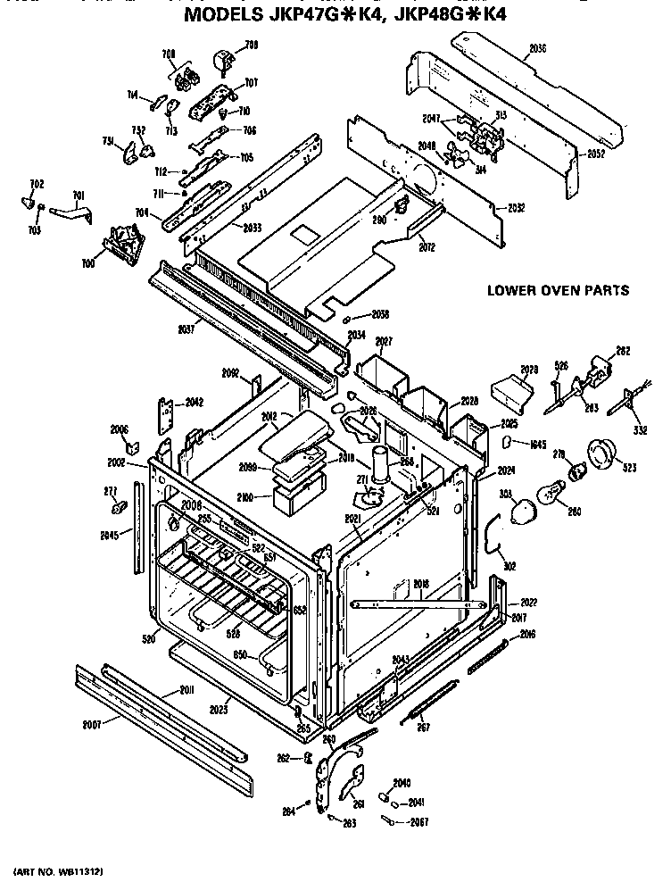 GE JKP48G*K4 lower oven diagram